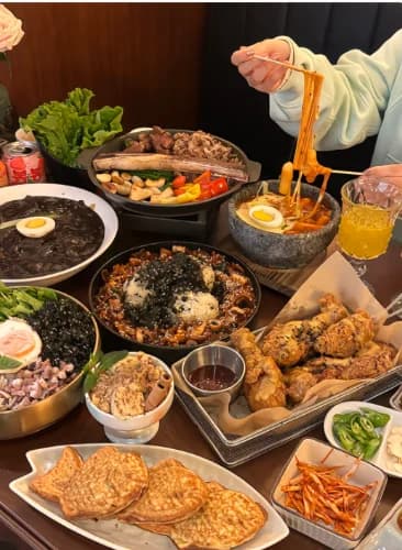 Korean food spread